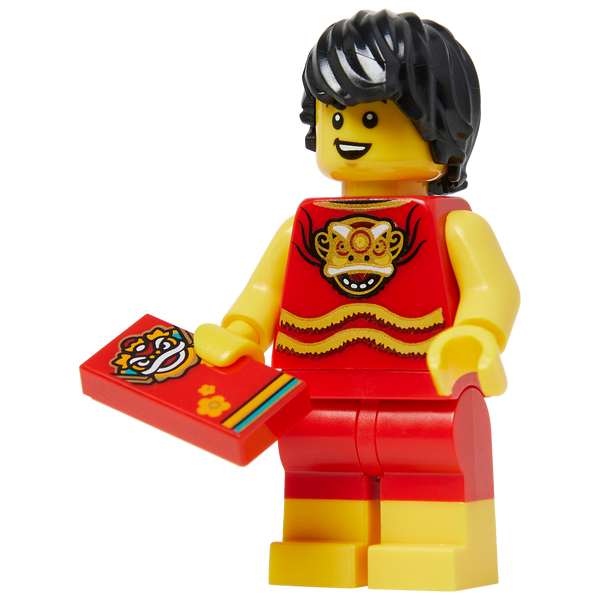 Minifigure LNY man with dragon deco & colours